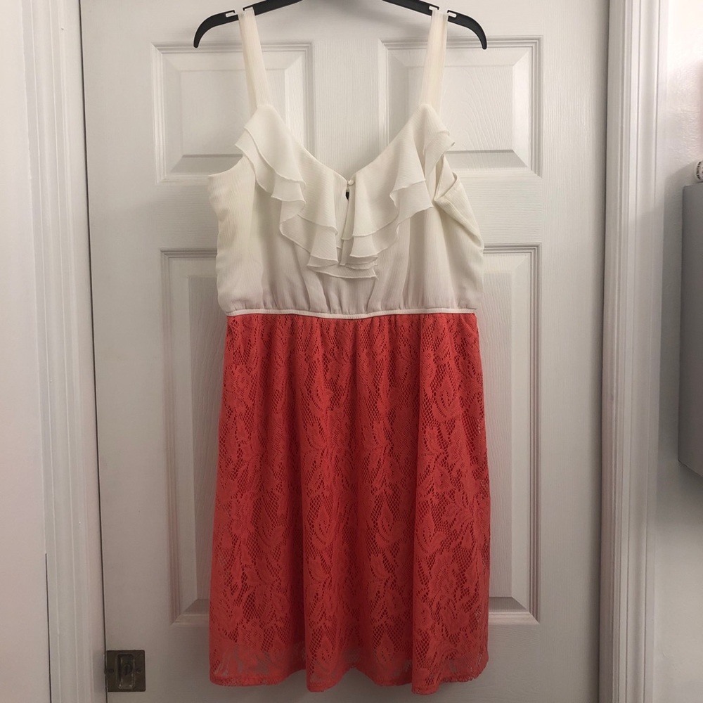 Maurices XL Coral and White Dress